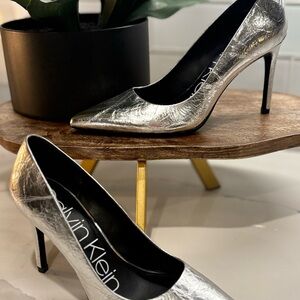 Calvin Klein Metallic Silver Heels - Sz 7